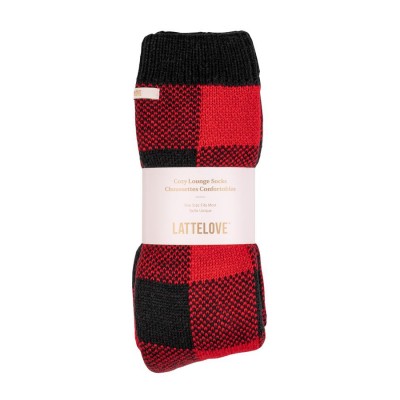 LATTELOVE - Chaussettes confortables - Noir et Rouge